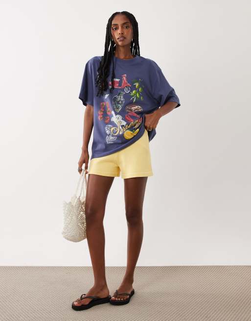 ASOS DESIGN T-shirt oversize con grafica Sorrento essentials blu, 2 di 4