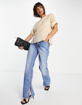 T-shirt oversize con maniche con risvolto, color ostrica-Nessun colore - ASOS DESIGN Camicia donna  - immagine1