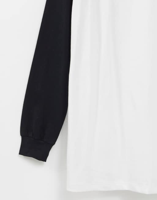 ASOS DESIGN - T-shirt oversize con maniche raglan lunghe a contrasto bianco e nero, 4 di 4