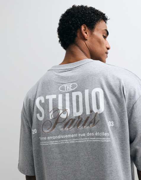 ASOS DESIGN T-shirt oversize con ricamo testuale in grigio mélange - view 1