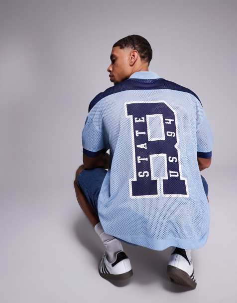 ASOS DESIGN - T-shirt oversize con spalle scivolate blu con grafica sportiva - view 1