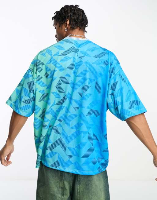 ASOS DESIGN - T-shirt oversize con stampa a tema football rétro - MBLUE, 2 di 4