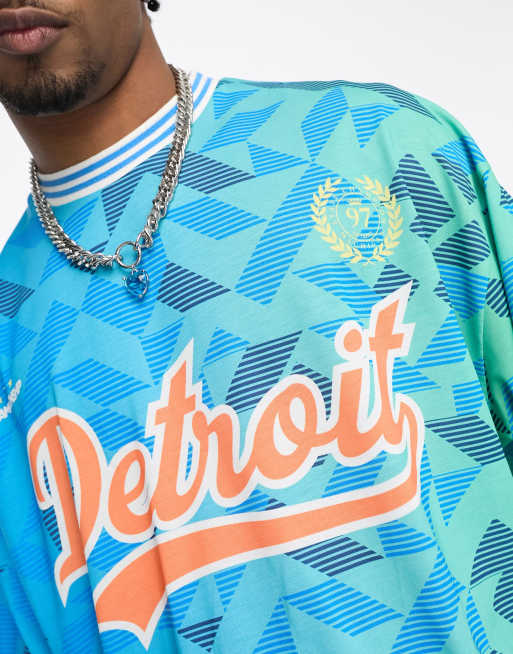 ASOS DESIGN - T-shirt oversize con stampa a tema football rétro - MBLUE, 3 di 4