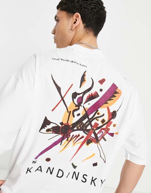 ASOS DESIGN - T-shirt oversize con stampa di Kandinsky, colore bianco