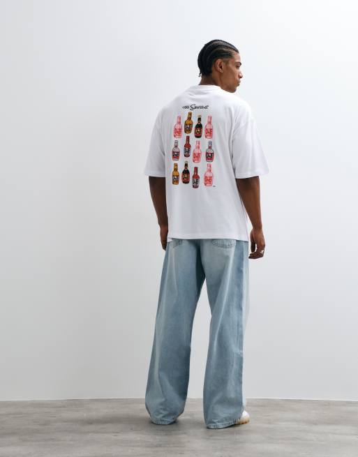 ASOS DESIGN T-shirt oversize con stampa Duff Beer dei Simpson in bianco, 3 di 5