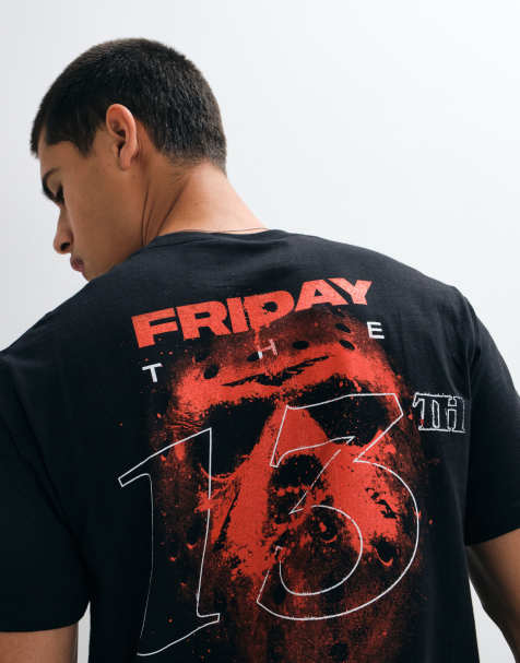 ASOS DESIGN t-shirt oversize con stampa Halloween Friday 13th nera - view 1