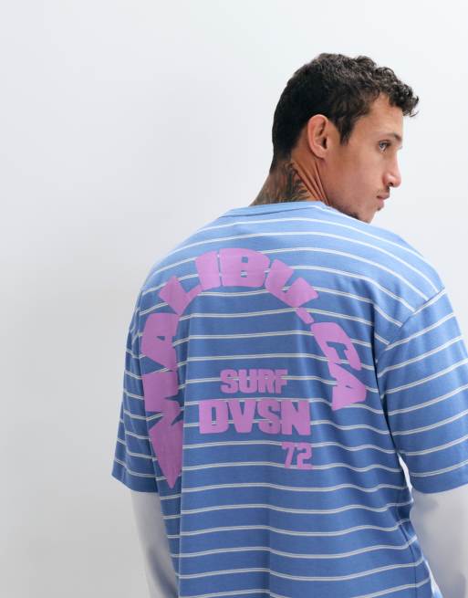 ASOS DESIGN - T-shirt oversize coupe carrée à imprimé graphique - Bleu à rayures, 4 de 5