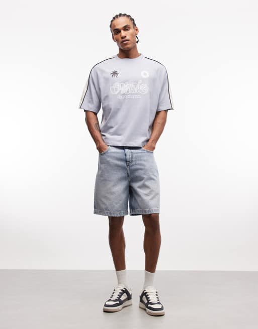 ASOS DESIGN - T-shirt oversize coupe carrée à imprimé graphique - Bleu clair, 2 de 5