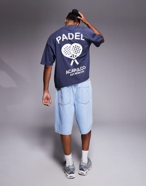 ASOS DESIGN - T-shirt oversize coupe carrée à imprimé padel - Bleu marine - view 1