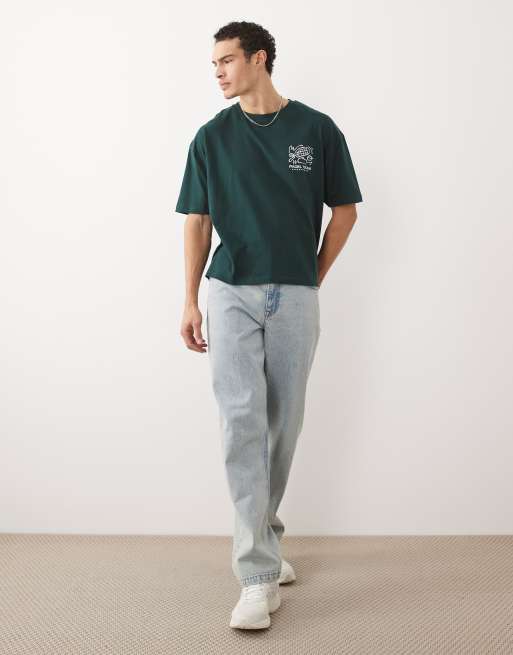 ASOS DESIGN - T-shirt oversize coupe carrée à imprimé padel - Vert foncé, 3 de 5