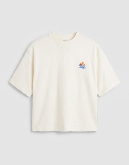 ASOS DESIGN - T-shirt oversize coupe carrée à imprimé pêches - Crème, 6 de 7