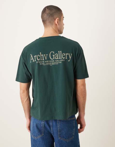 ASOS DESIGN - T-shirt oversize coupe carrée à imprimé texte - Vert foncé - view 1