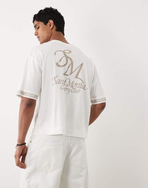 ASOS DESIGN - T-shirt oversize coupe carrée à inscription en relief et imprimé sur les manches - Blanc - view 1