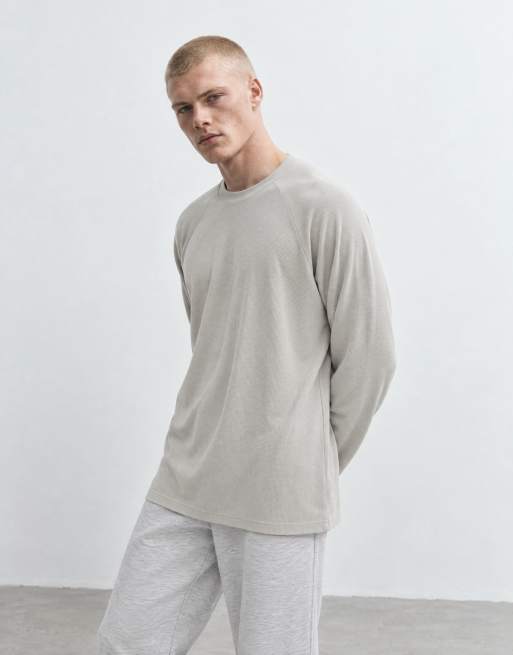 ASOS DESIGN t-shirt oversize coupe carrée à manches longues raglan en gaufré pierre, 6 de 10