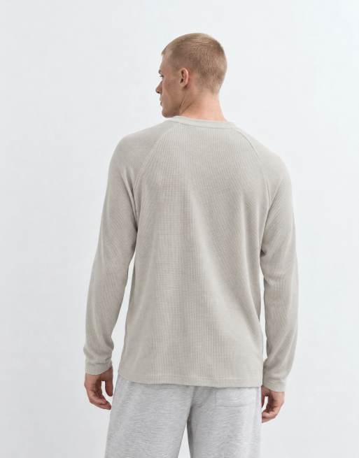 ASOS DESIGN t-shirt oversize coupe carrée à manches longues raglan en gaufré pierre, 9 de 10