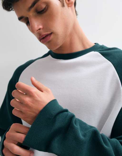 ASOS DESIGN t-shirt oversize coupe carrée à manches longues raglan en maille gaufrée, 4 de 5