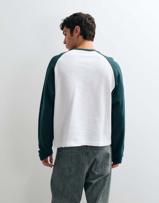 ASOS DESIGN t-shirt oversize coupe carrée à manches longues raglan en maille gaufrée, 5 de 5