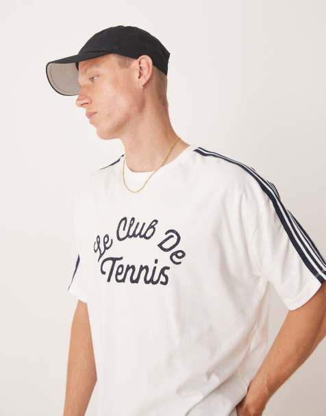 ASOS DESIGN - T-shirt oversize coupe carrée à motif sport et bande - Blanc - view 1