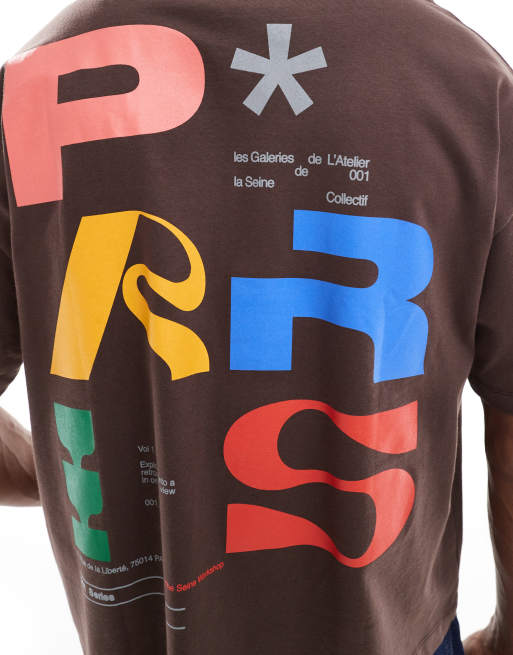 ASOS DESIGN - T-shirt oversize coupe carrée à motif ville - Marron, 2 de 4