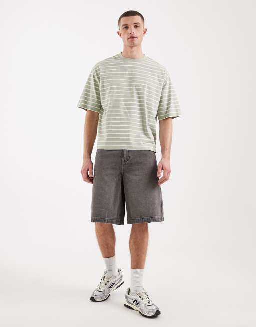 ASOS DESIGN - T-shirt oversize coupe carrée à rayures - Sauge, 2 de 5