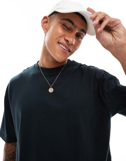 ASOS DESIGN - T-shirt oversize coupe carrée avec imprimé chérubins au dos - Noir