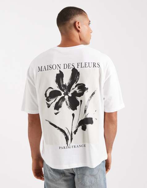 ASOS DESIGN - T-shirt oversize coupe carrée avec imprimé fleurs - Blanc - view 1