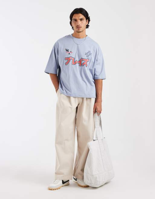 ASOS DESIGN - T-shirt oversize coupe carrée avec imprimé football - Bleu, 2 de 5