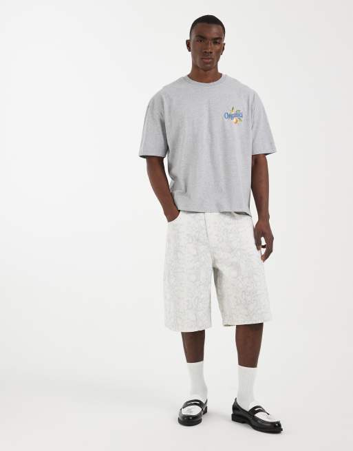 ASOS DESIGN - T-shirt oversize coupe carrée avec imprimé fruit - Gris chiné, 2 de 5