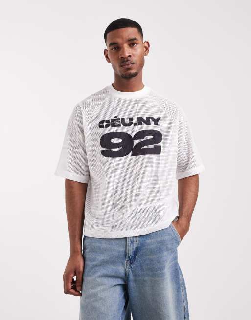 ASOS DESIGN - T-shirt oversize coupe carrée avec imprimé graphique à l'avant en tissu texturé - Blanc, 3 de 5