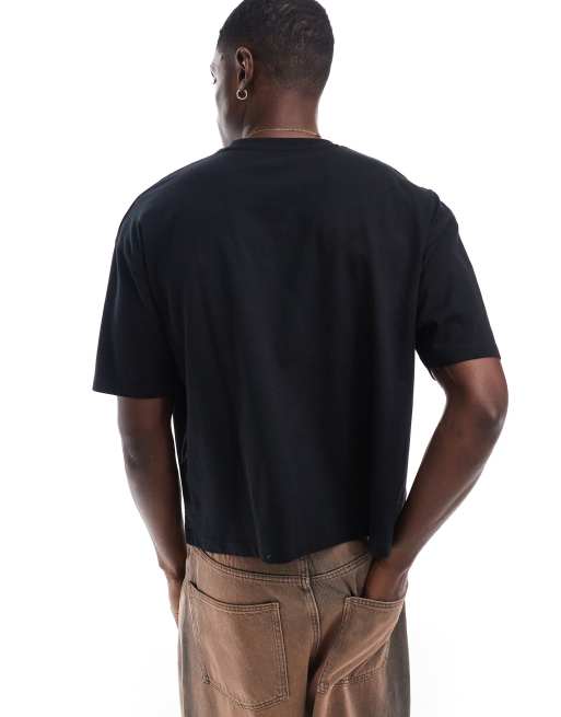 ASOS DESIGN - T-shirt oversize coupe carrée avec imprimé pailleté style sport - Noir, 4 de 4