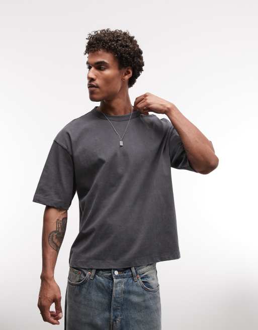 ASOS DESIGN - T-shirt oversize coupe carrée avec imprimé signes fluo rétro - Gris délavé, 2 de 5