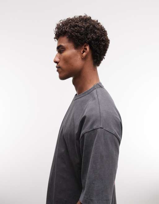 ASOS DESIGN - T-shirt oversize coupe carrée avec imprimé signes fluo rétro - Gris délavé, 5 de 5