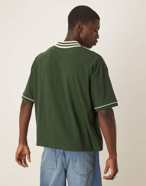 ASOS DESIGN - T-shirt oversize coupe carrée avec imprimé sportif - Vert, 4 de 4