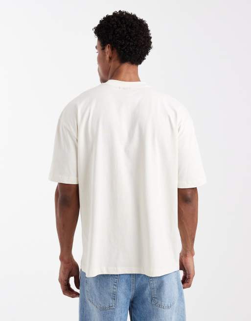 ASOS DESIGN - T-shirt oversize coupe carrée avec imprimé style football - Blanc cassé, 3 de 5