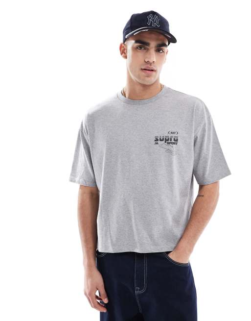 ASOS DESIGN - T-shirt oversize coupe carrée avec imprimé voiture - Gris chiné, 2 de 4