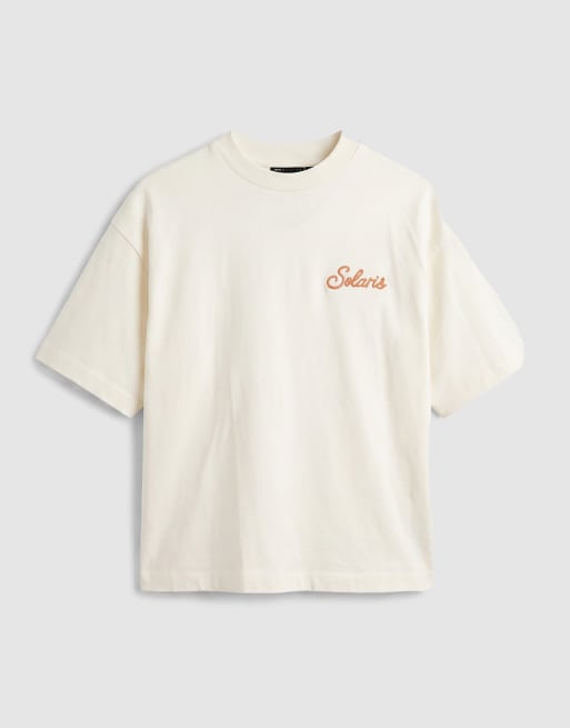 ASOS DESIGN - T-shirt oversize coupe carrée avec motif estival brodé - Blanc cassé, 6 de 9