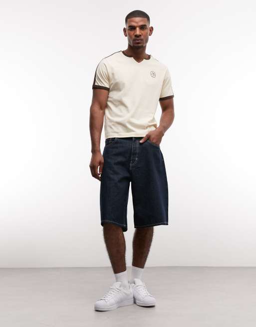 ASOS DESIGN - T-shirt oversize coupe carrée avec motif sur la poitrine et liseré - Beige, 2 de 5