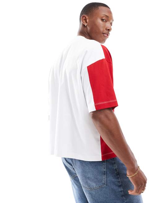 ASOS DESIGN - T-shirt oversize coupe carrée effet coupé-cousu avec imprimé style sport, 2 de 4