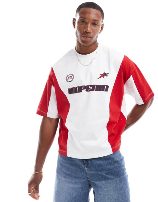 ASOS DESIGN - T-shirt oversize coupe carrée effet coupé-cousu avec imprimé style sport, 4 de 4