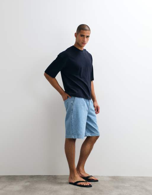 ASOS DESIGN - T-shirt oversize coupe carrée en lin mélangé - Bleu marine, 4 de 5