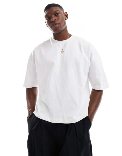 ASOS DESIGN - T-shirt oversize coupe carrée en tissu épais 240 g/m² à épaules tombantes - Blanc - view 1