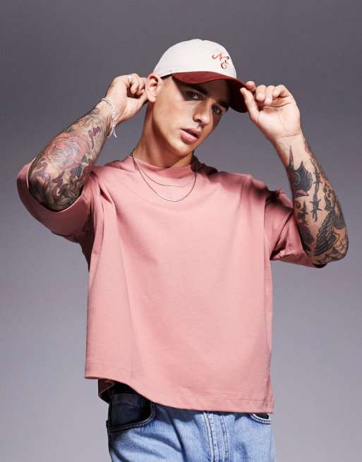 ASOS DESIGN - T-shirt oversize coupe carrée en tissu épais 240 g/m<sup>2</sup> - Rose
