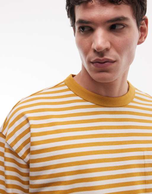 ASOS DESIGN - T-shirt oversize coupe carrée en tissu épais à rayures - Jaune, 5 de 5
