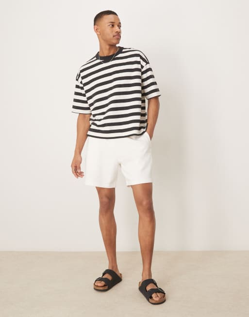ASOS DESIGN - T-shirt oversize coupe carrée en tissu épais à rayures - Noir et blanc, 2 de 4
