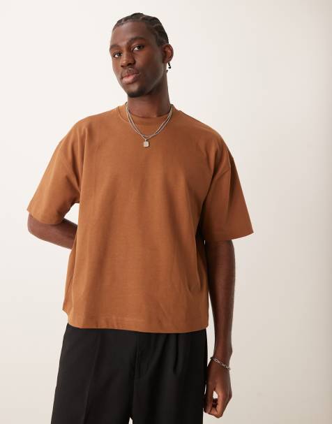 ASOS DESIGN - T-shirt oversize coupe carrée en tissu épais de qualité supérieure 300 g/m² - Marron - view 1