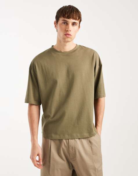 ASOS DESIGN - T-shirt oversize coupe carrée en tissu épais - Kaki - view 1