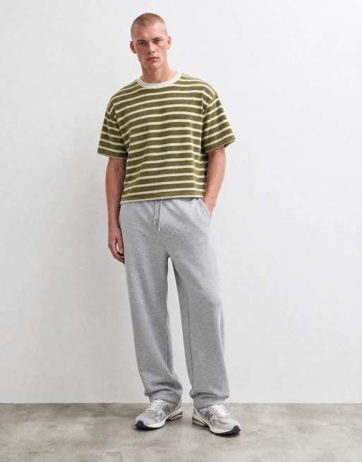 ASOS DESIGN - T-shirt oversize coupe carrée en tissu éponge épais à rayures - Vert, 7 de 7