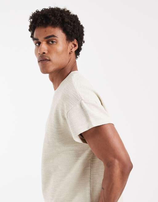 ASOS DESIGN - T-shirt oversize coupe carrée en tissu texturé - Beige, 3 de 5
