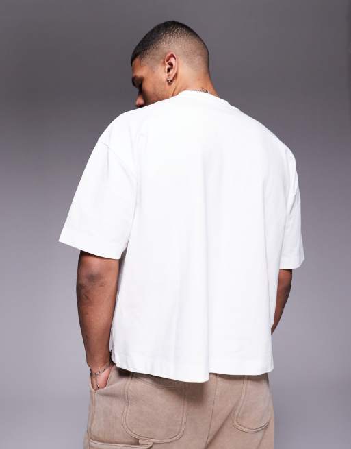 ASOS DESIGN - T-shirt oversize coupe carrée en tissu très épais - Blanc , 3 de 4