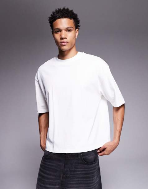 ASOS DESIGN - T-shirt oversize coupe carrée en tissu très épais - Crème - view 1